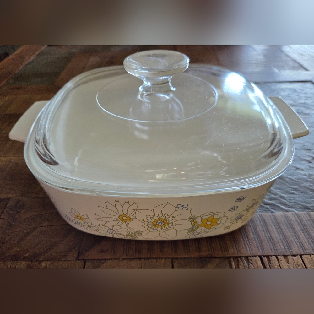 Vintage Corning Ware Floral Bouquet Casserole Dish 2 Liter With Lid A-2-B